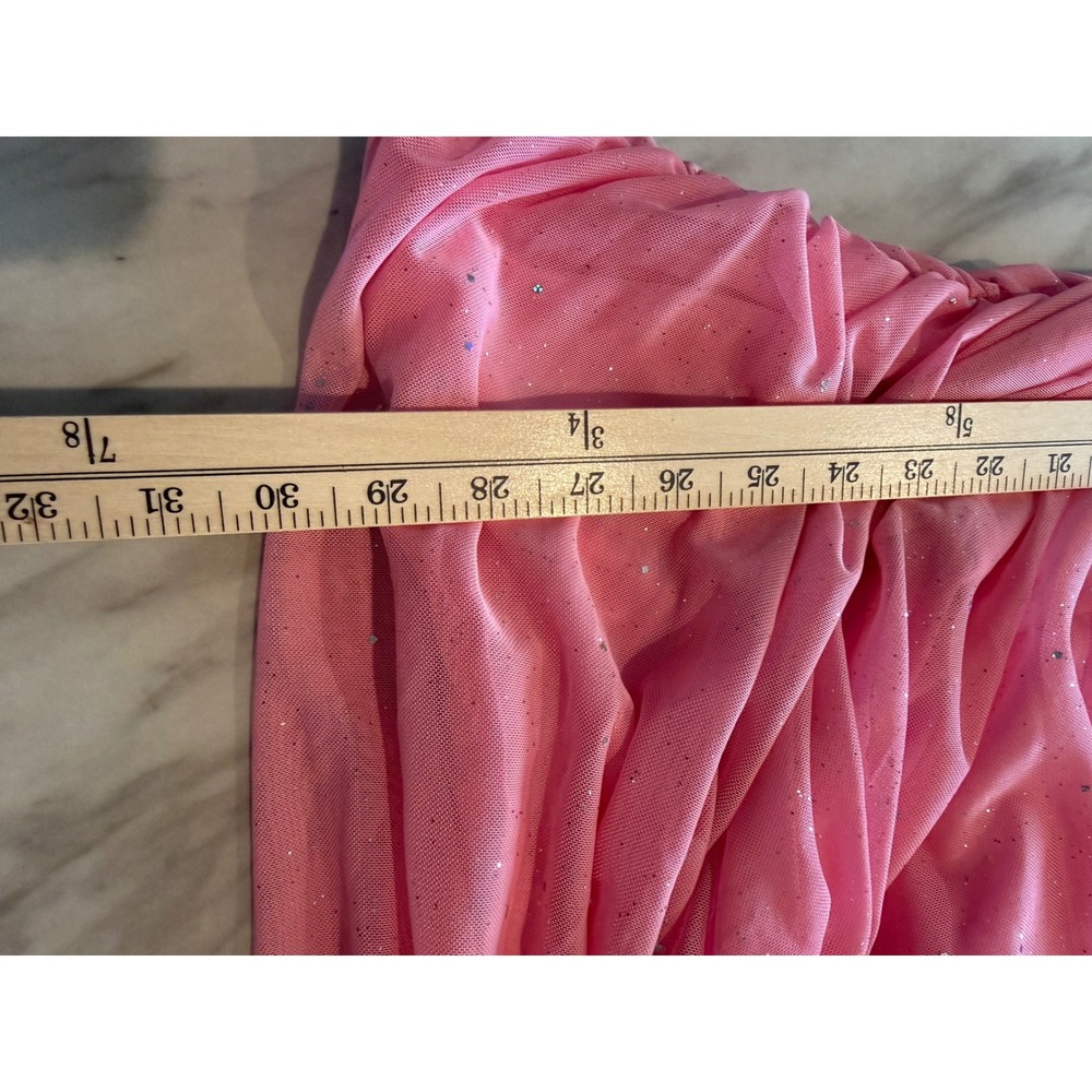 SHEIN Pink Glitter Mesh Ruched Bodycon Mini Dress Long Sleeve Wrap Front XL - Picture 6 of 9